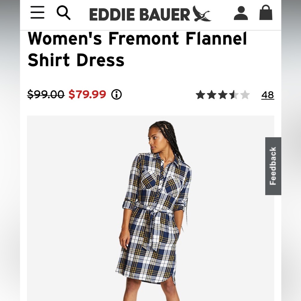 NWOT - Eddie Bauer Flannel Shirt Dress